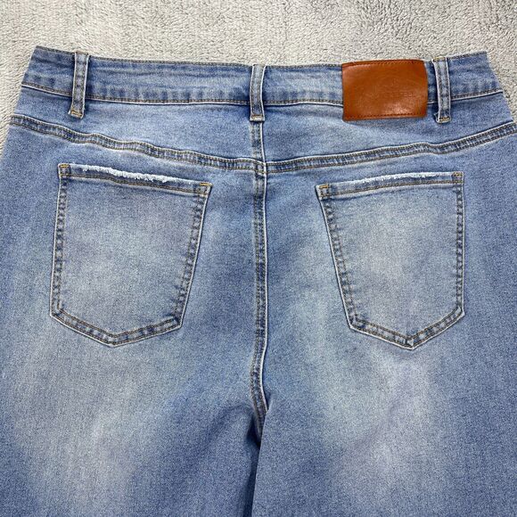 Sidefeel Jeans Womens 16 Blue Denim Cotton Stretch Loose High Rise Straight Leg - Picture 4 of 13